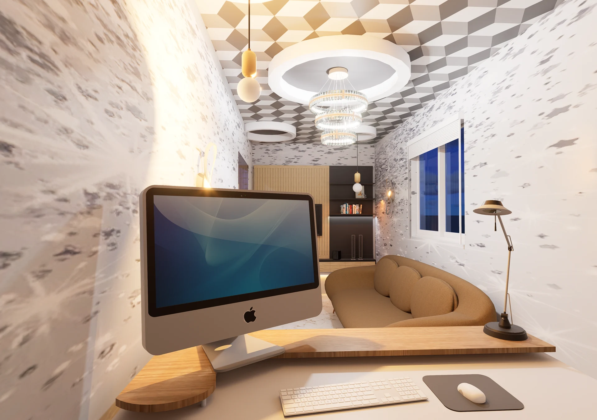 Compact container office workspace interior